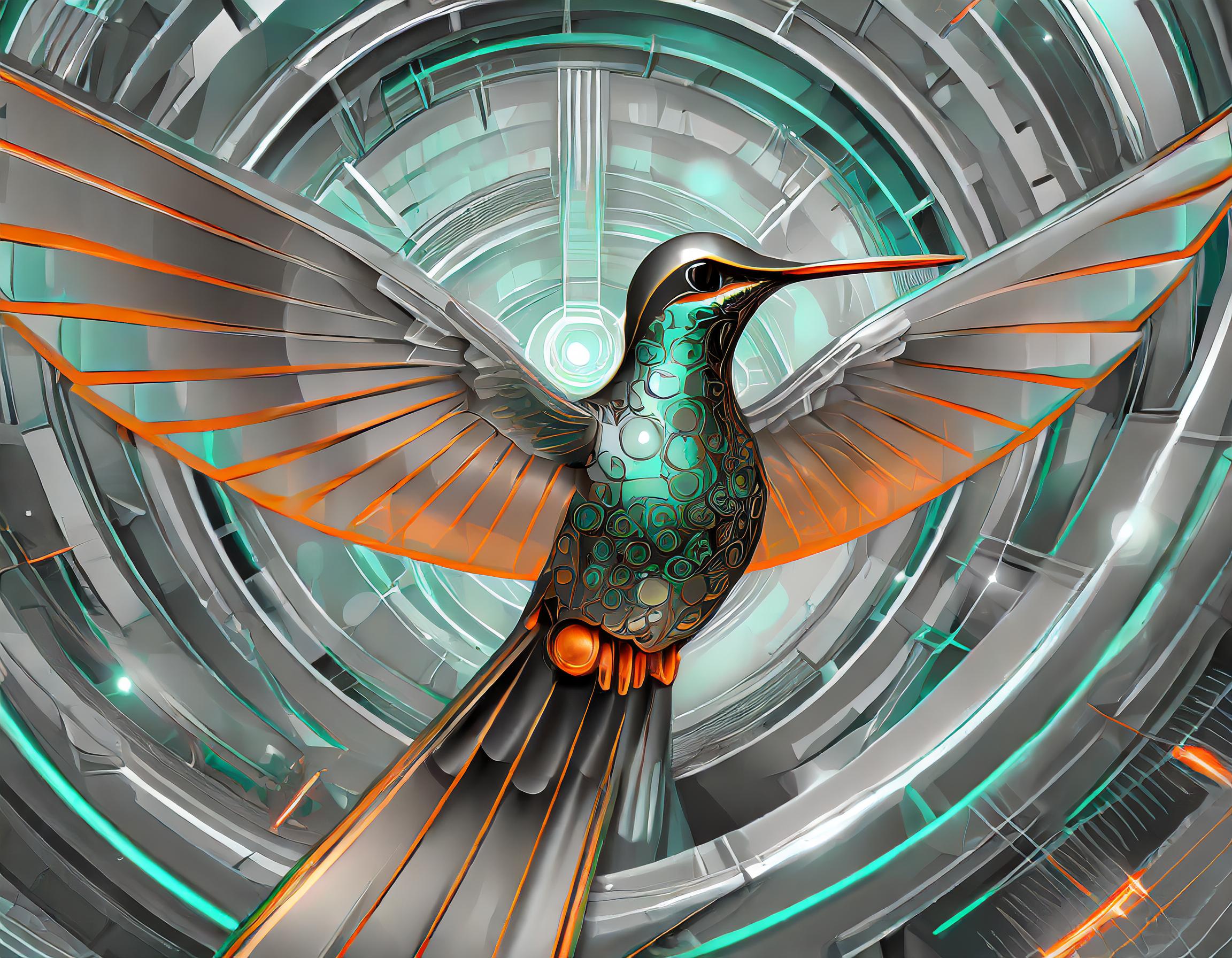 Un enorme colibri diseñado con Inteligencia Artifical